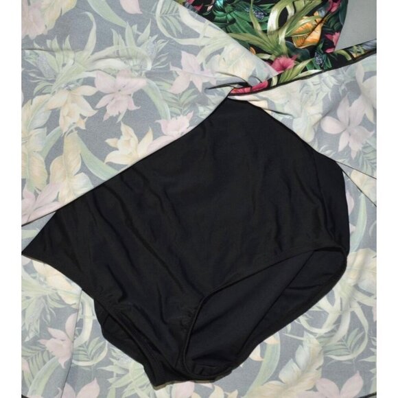 Alisha Levine One Piece Hawaiian Floral Bathing Swimsuit Size 14 Wrap Skirted - Picture 5 of 9